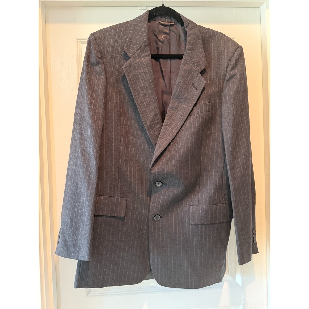 VTG Christian Dior Monsieur Blazer 42L  Gray Pinstripe Wool USA Drews Manstore